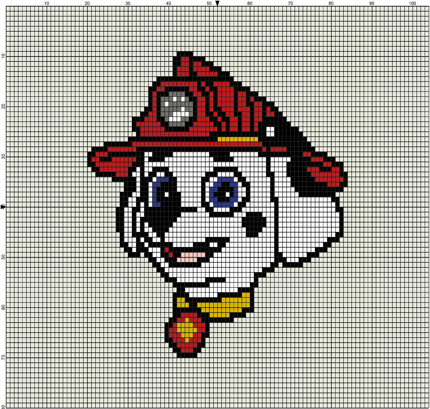 paw patrol chase and marshall cross stitch graph